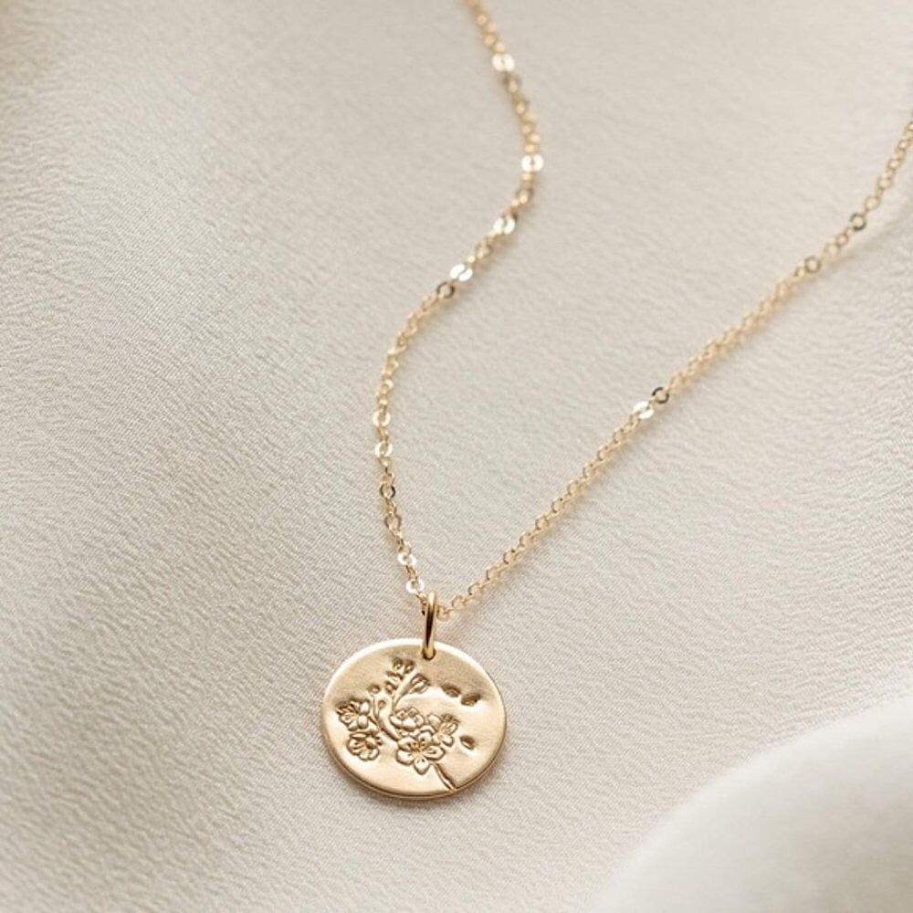 Cherry Blossom March Flower Japanese Necklace